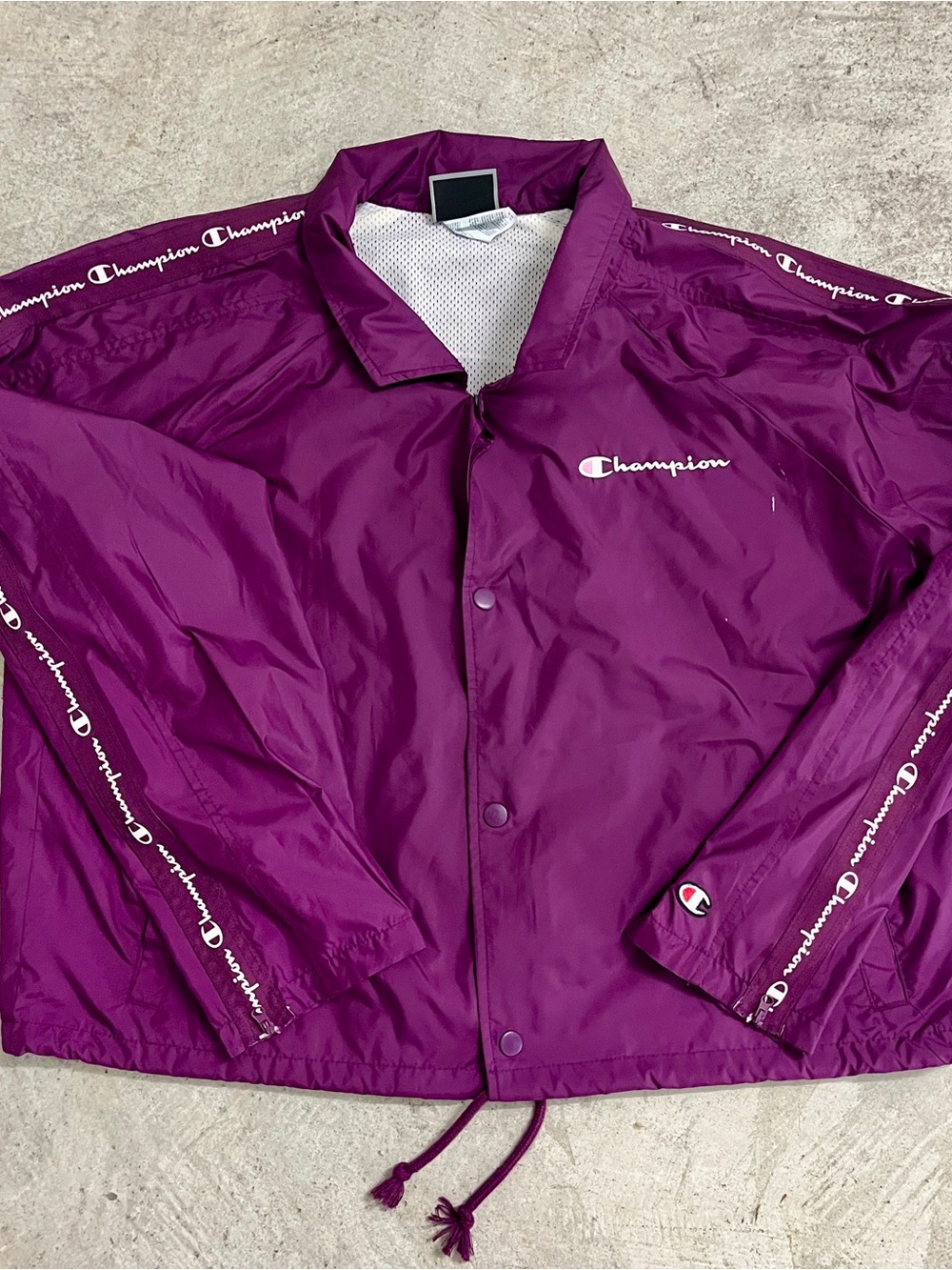 Vintage Y2K Champion Cropped Coaches Jacket Women 2XL Windbreaker Oversized Logo